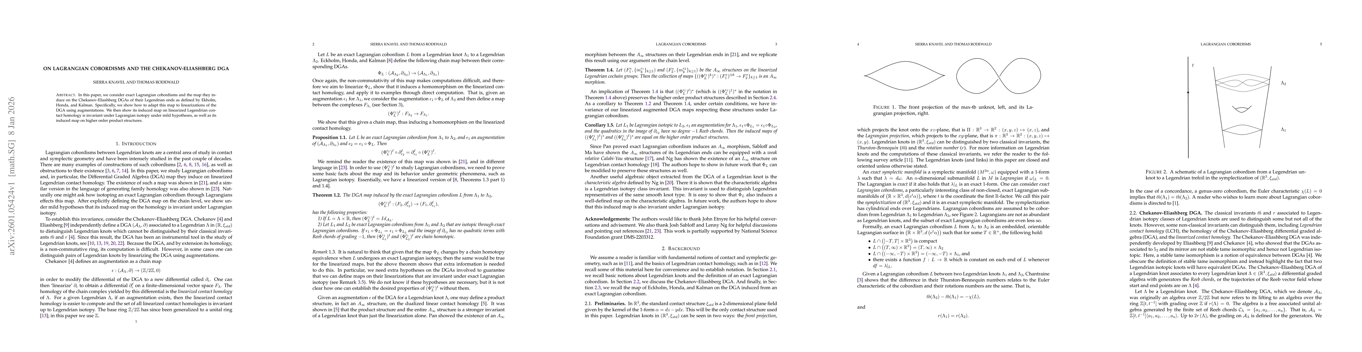 Thumbnail for On Lagrangian cobordisms and the Chekanov-Eliashberg DGA