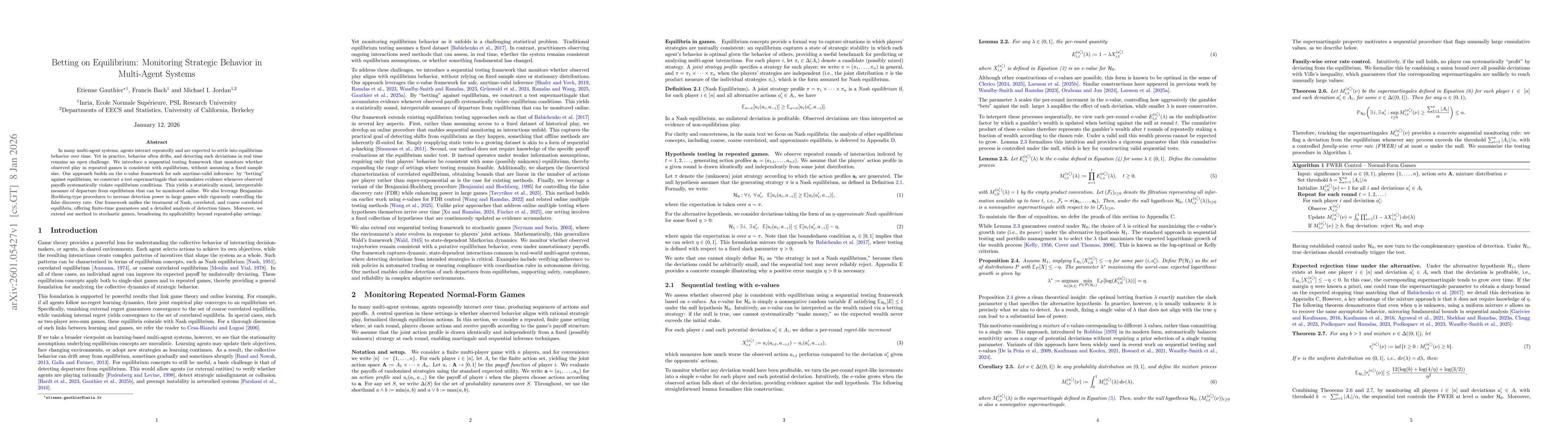 Thumbnail for Betting on Equilibrium: Monitoring Strategic Behavior in Multi-Agent Systems