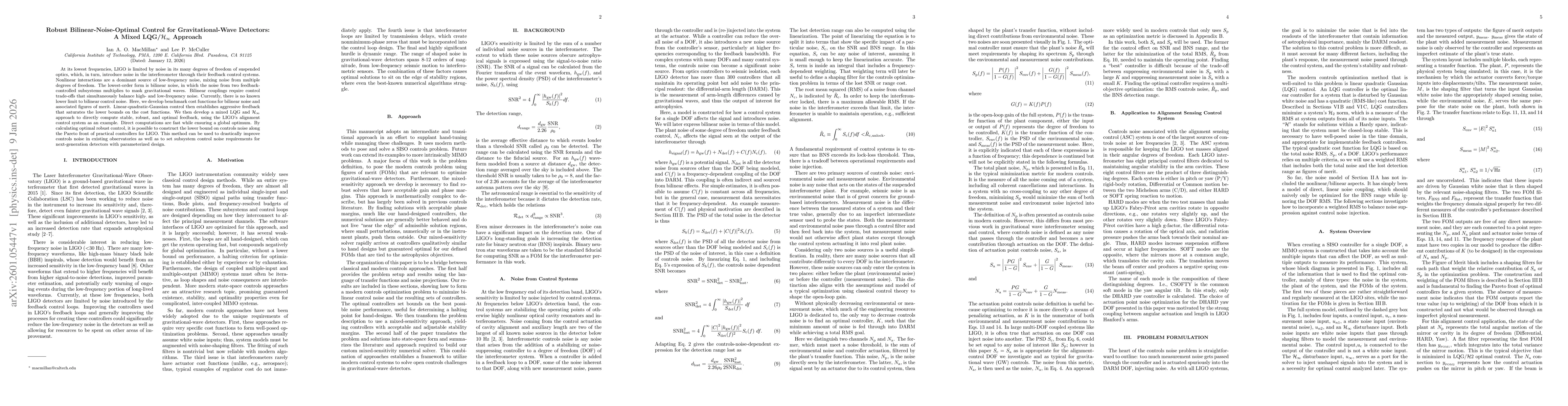 Thumbnail for Robust Bilinear-Noise-Optimal Control for Gravitational-Wave Detectors: A Mixed LQG/$H_\infty$ Approach