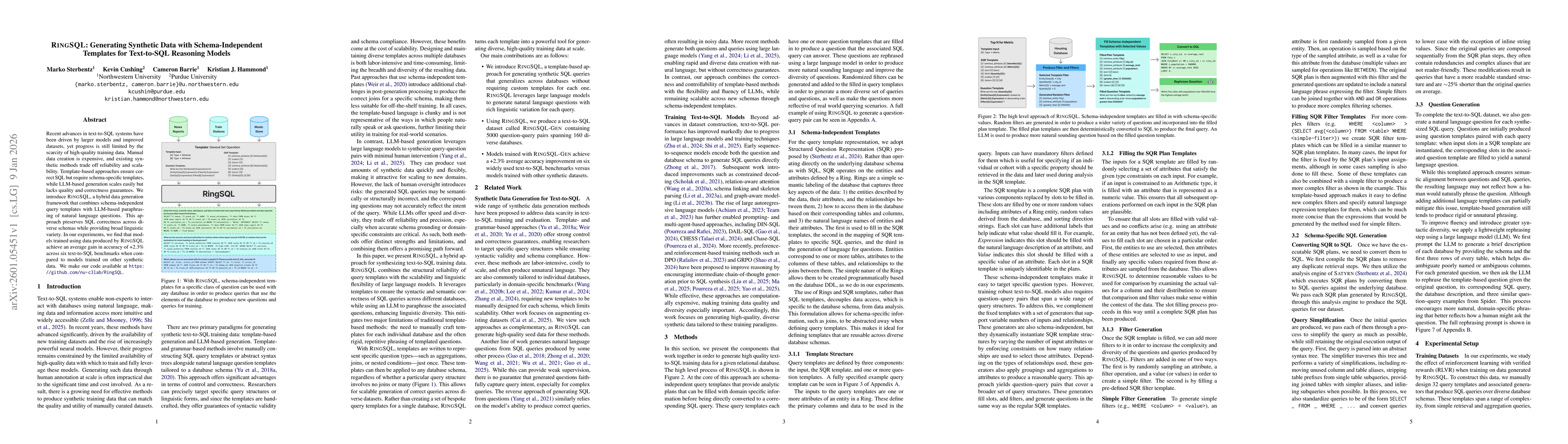 Thumbnail for RingSQL: Generating Synthetic Data with Schema-Independent Templates for Text-to-SQL Reasoning Models