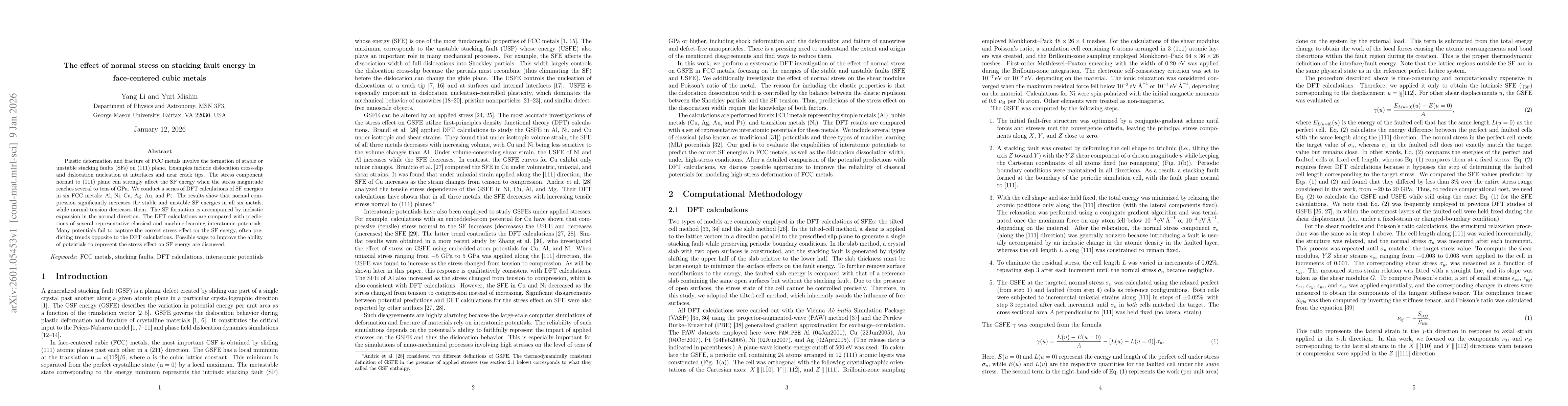 Thumbnail for The effect of normal stress on stacking fault energy in face-centered cubic metals
