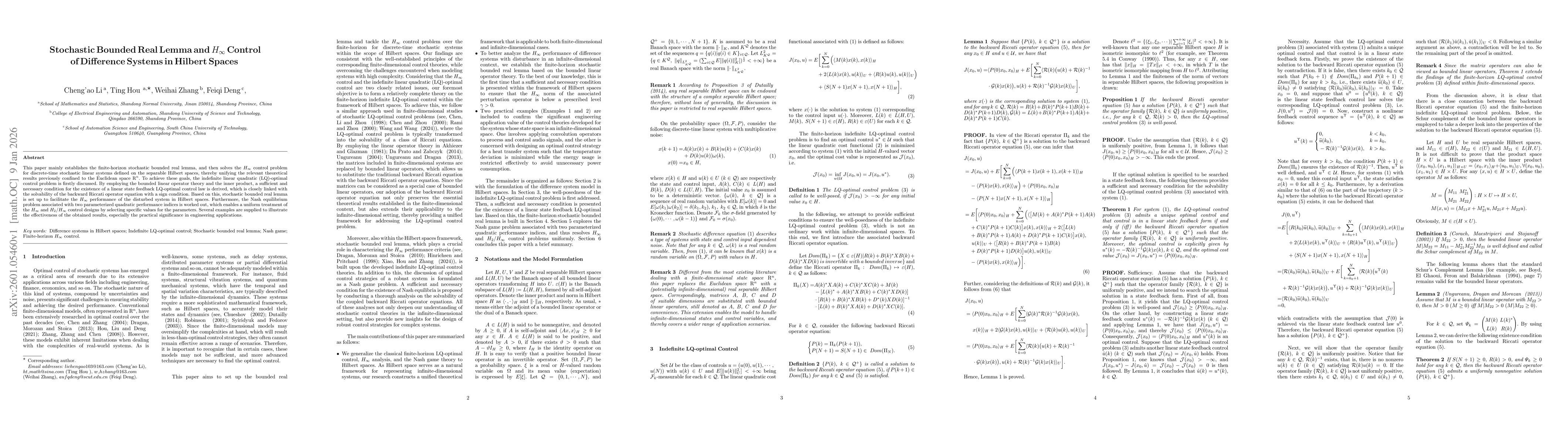 Thumbnail for Stochastic Bounded Real Lemma and $H_{\infty}$ Control of Difference Systems in Hilbert Spaces