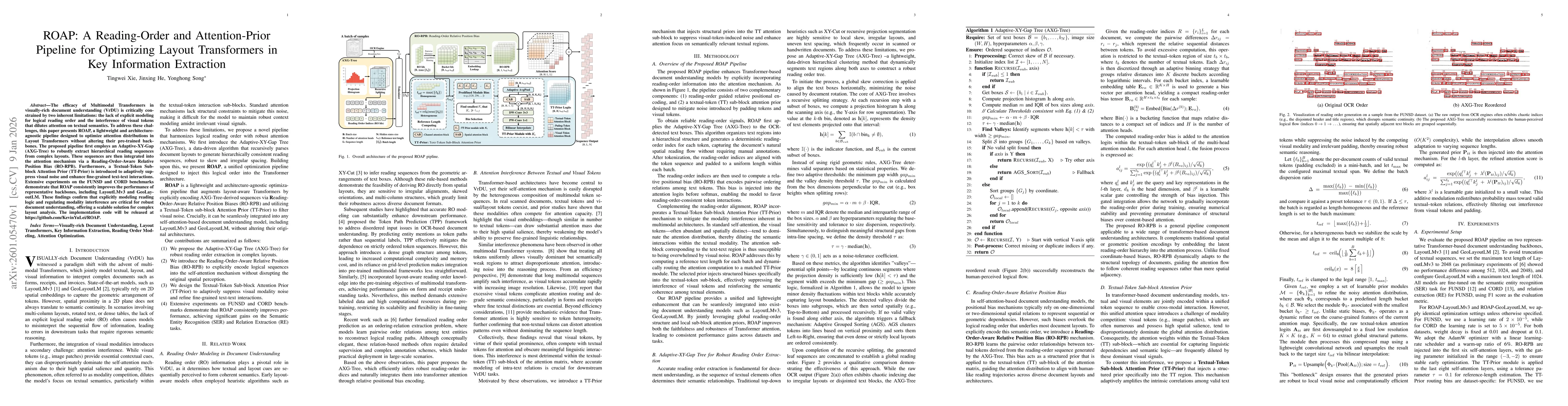 Thumbnail for ROAP: A Reading-Order and Attention-Prior Pipeline for Optimizing Layout Transformers in Key Information Extraction