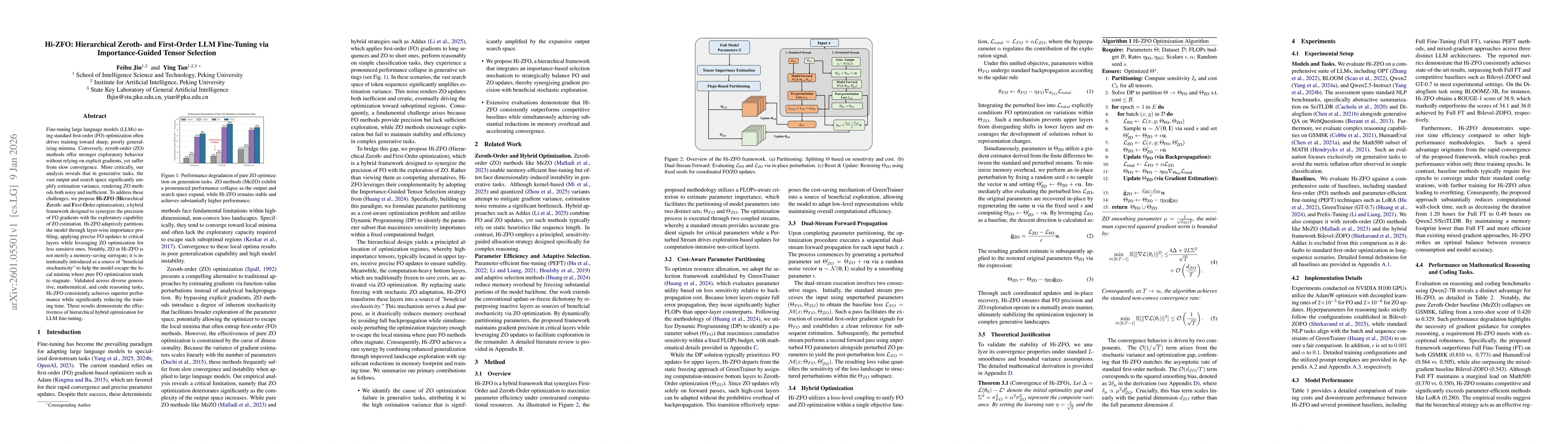 Thumbnail for Hi-ZFO: Hierarchical Zeroth- and First-Order LLM Fine-Tuning via Importance-Guided Tensor Selection