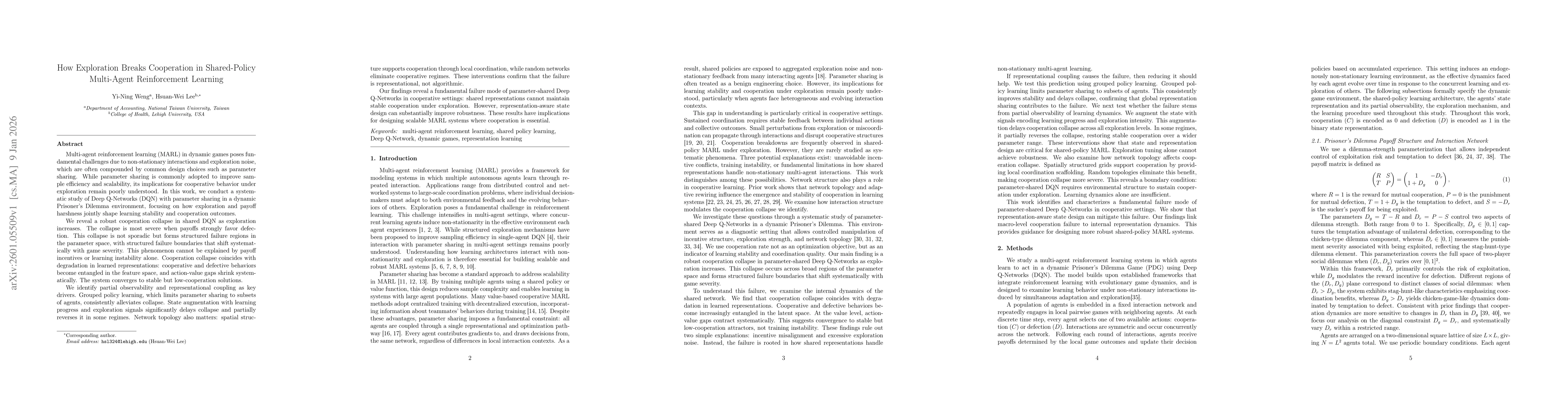 Thumbnail for How Exploration Breaks Cooperation in Shared-Policy Multi-Agent Reinforcement Learning