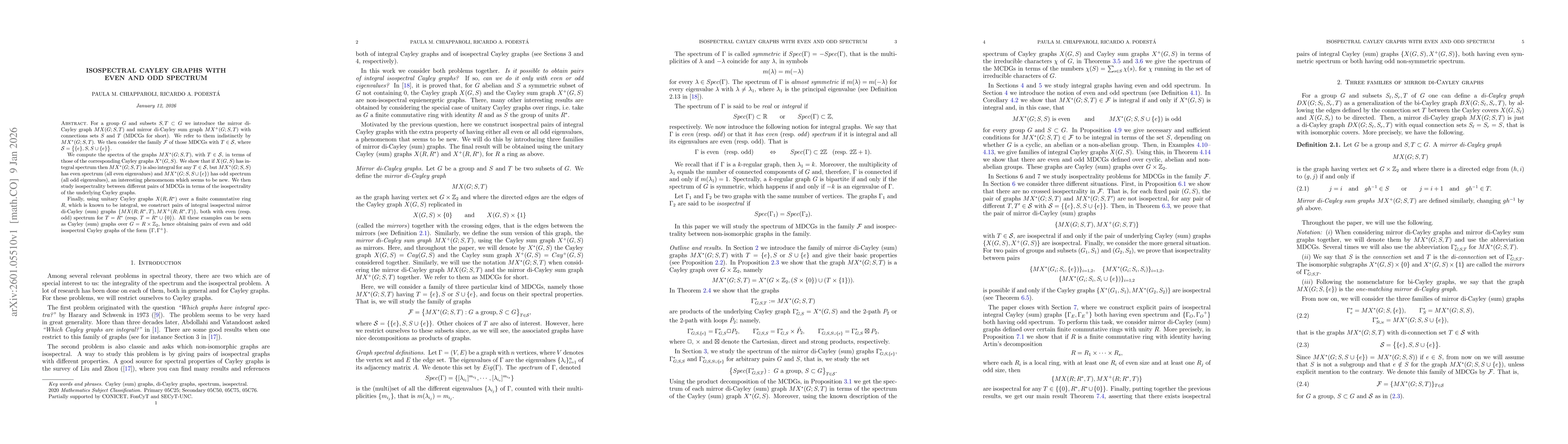Thumbnail for Isospectral Cayley graphs with even and odd spectrum