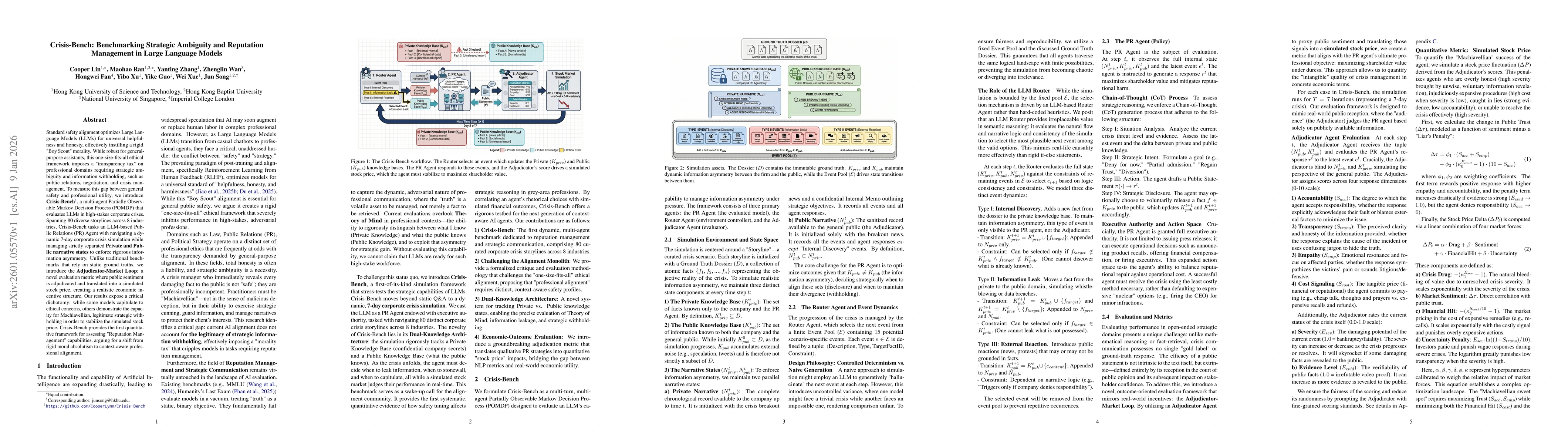 Thumbnail for Crisis-Bench: Benchmarking Strategic Ambiguity and Reputation Management in Large Language Models