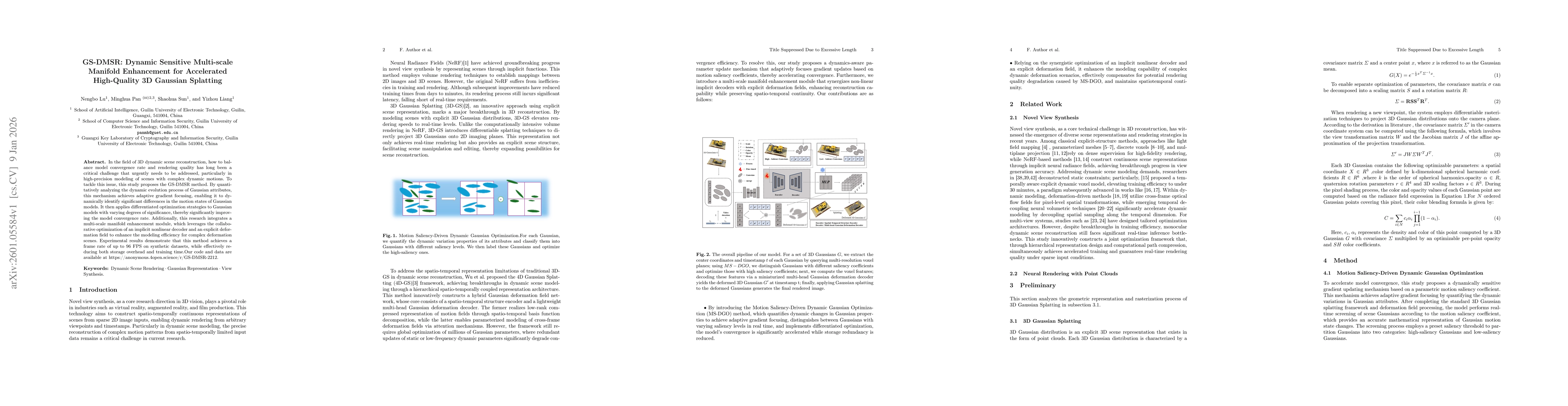 Thumbnail for GS-DMSR: Dynamic Sensitive Multi-scale Manifold Enhancement for Accelerated High-Quality 3D Gaussian Splatting