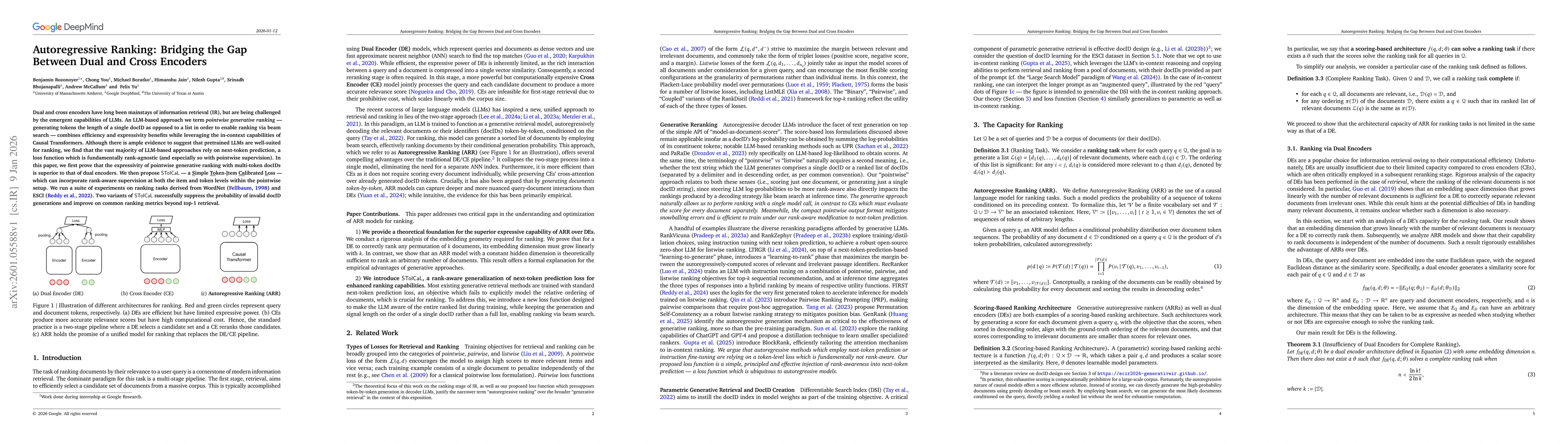 Thumbnail for Autoregressive Ranking: Bridging the Gap Between Dual and Cross Encoders
