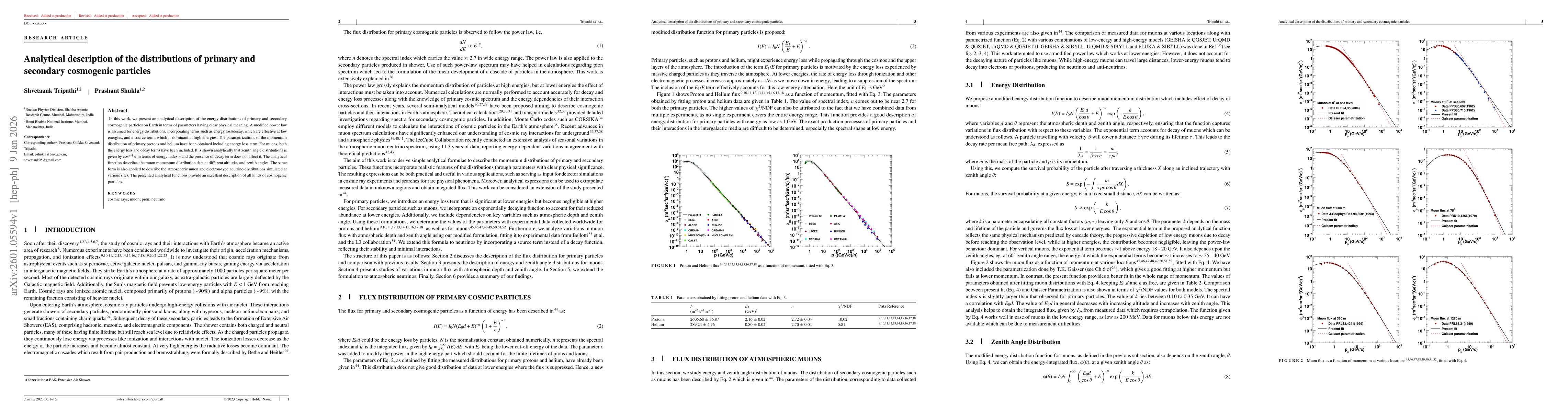 Thumbnail for Analytical description of the distributions of primary and secondary cosmogenic particles