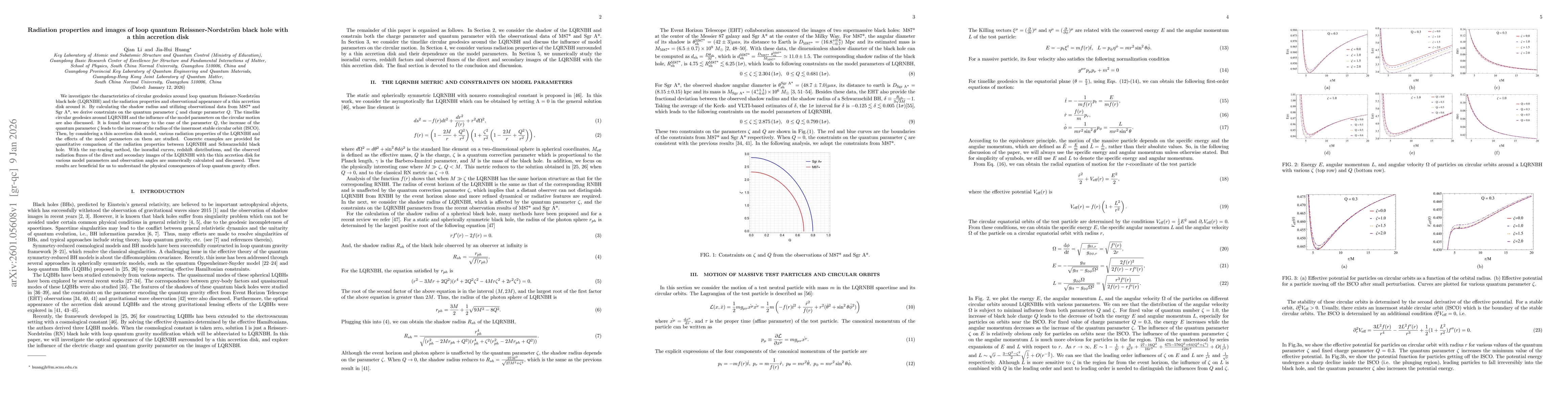 Thumbnail for Radiation properties and images of loop quantum Reissner-Nordström black hole with a thin accretion disk