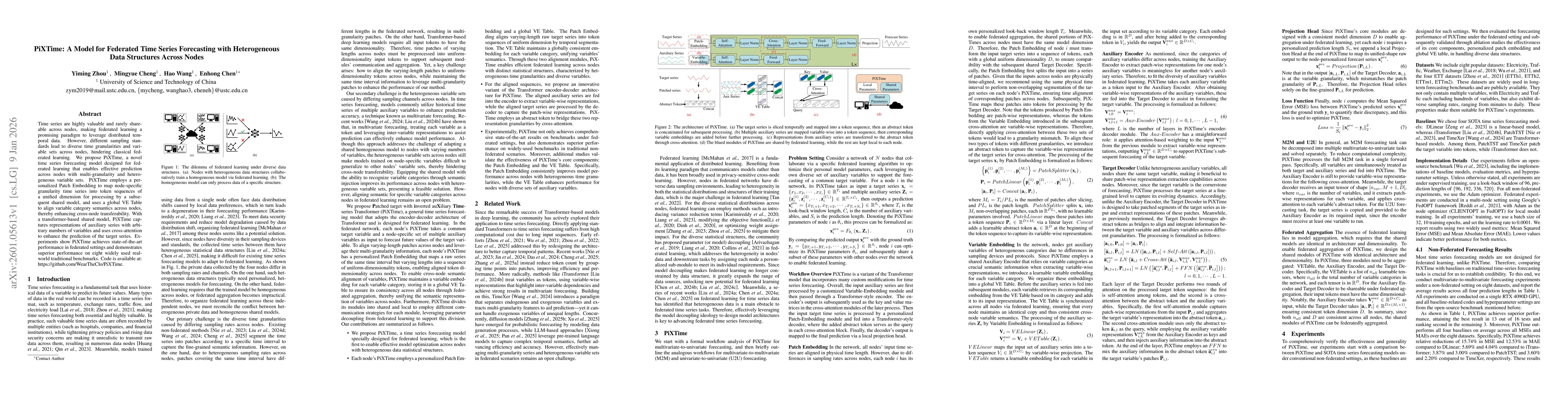 Thumbnail for PiXTime: A Model for Federated Time Series Forecasting with Heterogeneous Data Structures Across Nodes