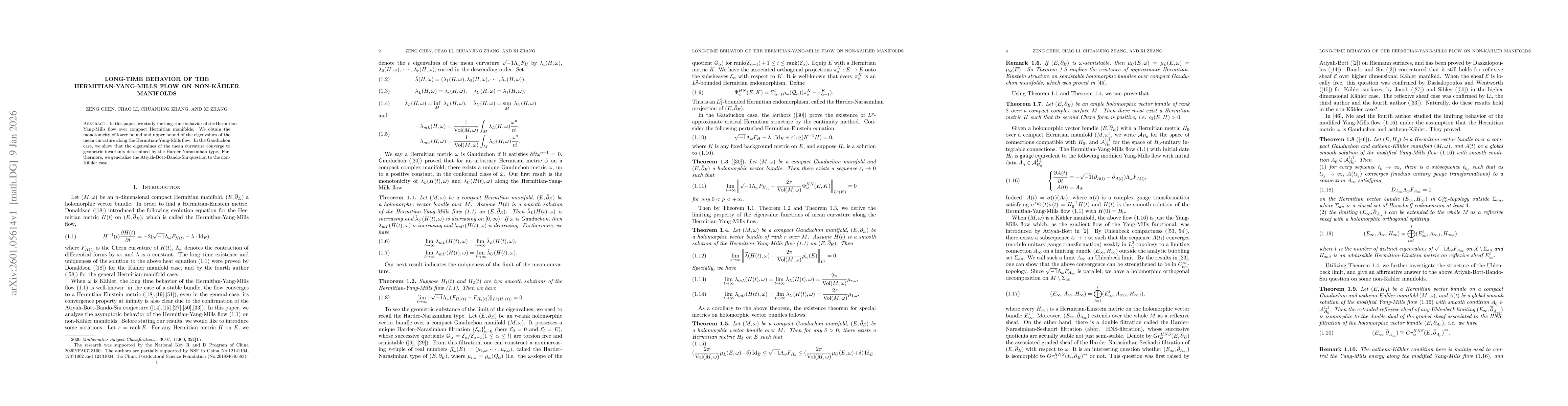 Thumbnail for Long-time behavior of the Hermitian-Yang-Mills flow on non-Kähler manifolds