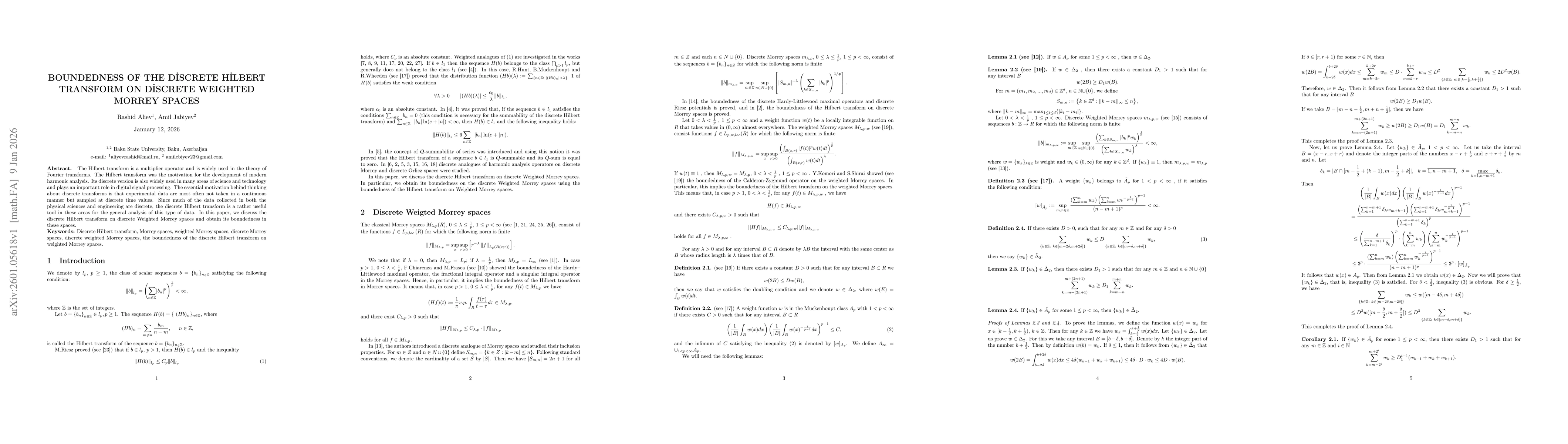 Thumbnail for Boundedness of the discrete Hilbert transform on discrete weighted Morrey spaces
