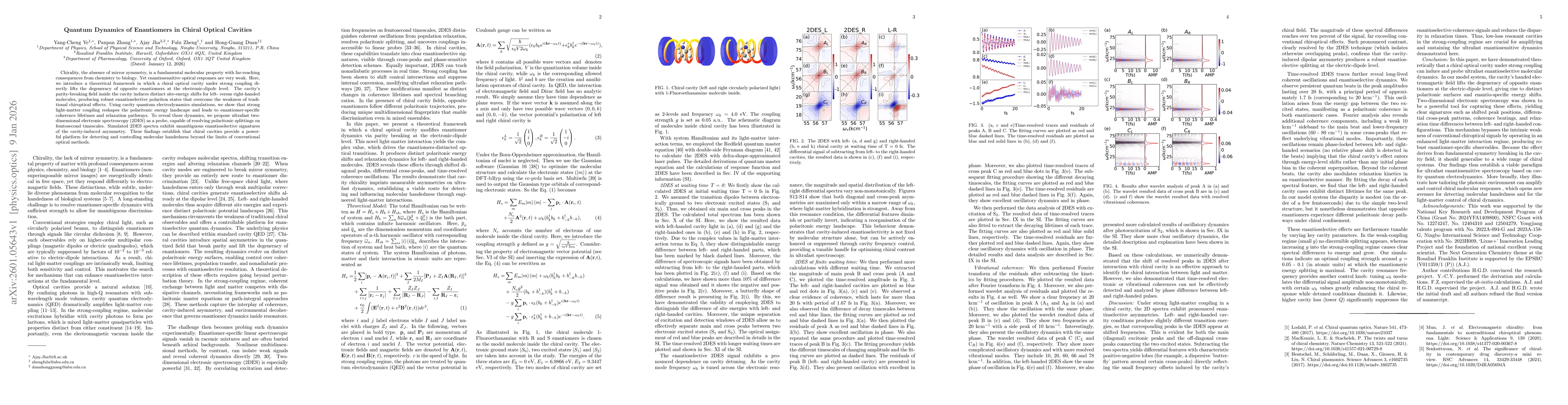 Thumbnail for Quantum Dynamics of Enantiomers in Chiral Optical Cavities