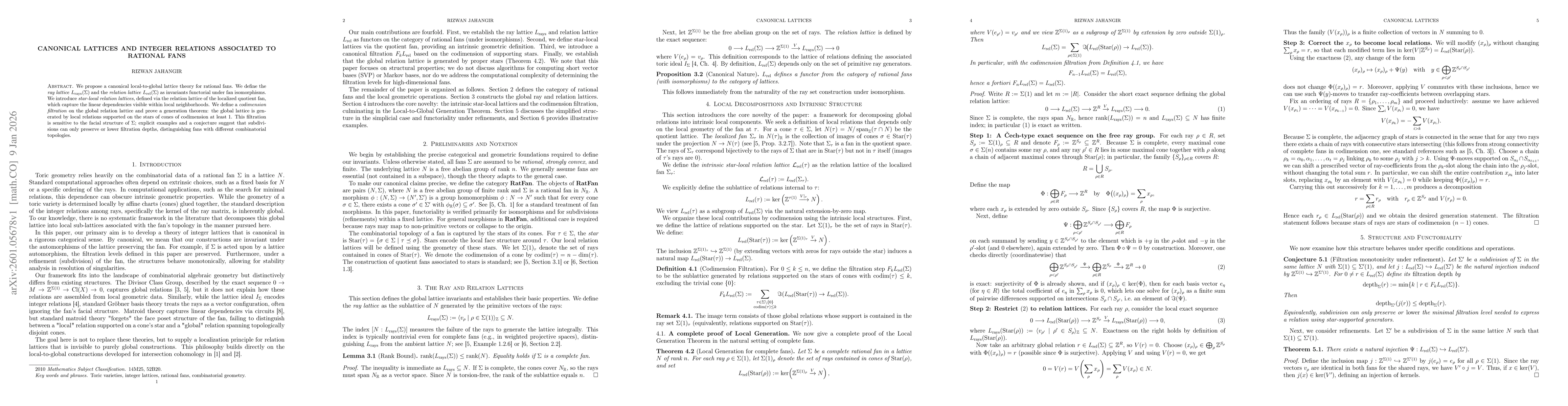 Thumbnail for Canonical Lattices and Integer Relations Associated to Rational Fans