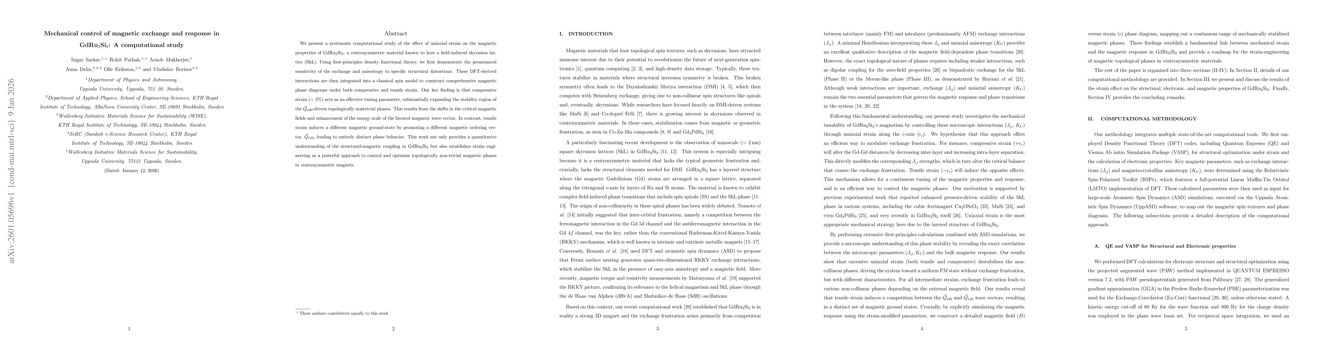 Thumbnail for Mechanical control of magnetic exchange and response in GdRu$_2$Si$_2$: A computational study