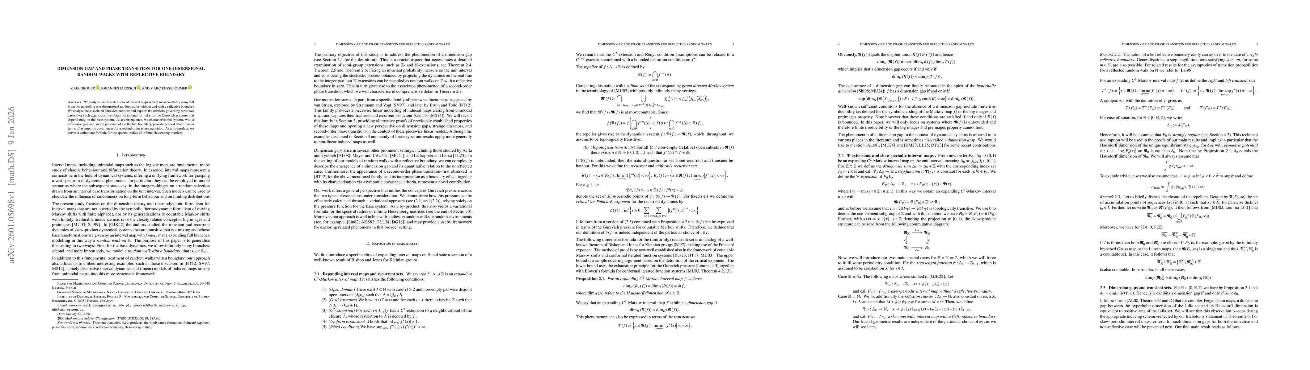Thumbnail for Dimension gap and phase transition for one-dimensional random walks with reflective boundary