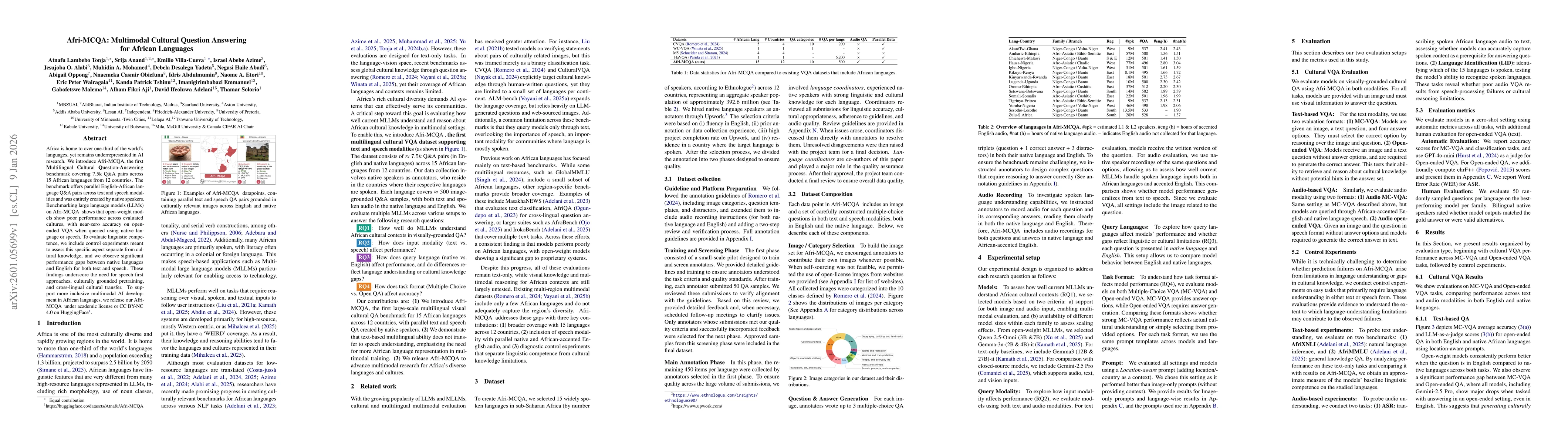 Thumbnail for Afri-MCQA: Multimodal Cultural Question Answering for African Languages