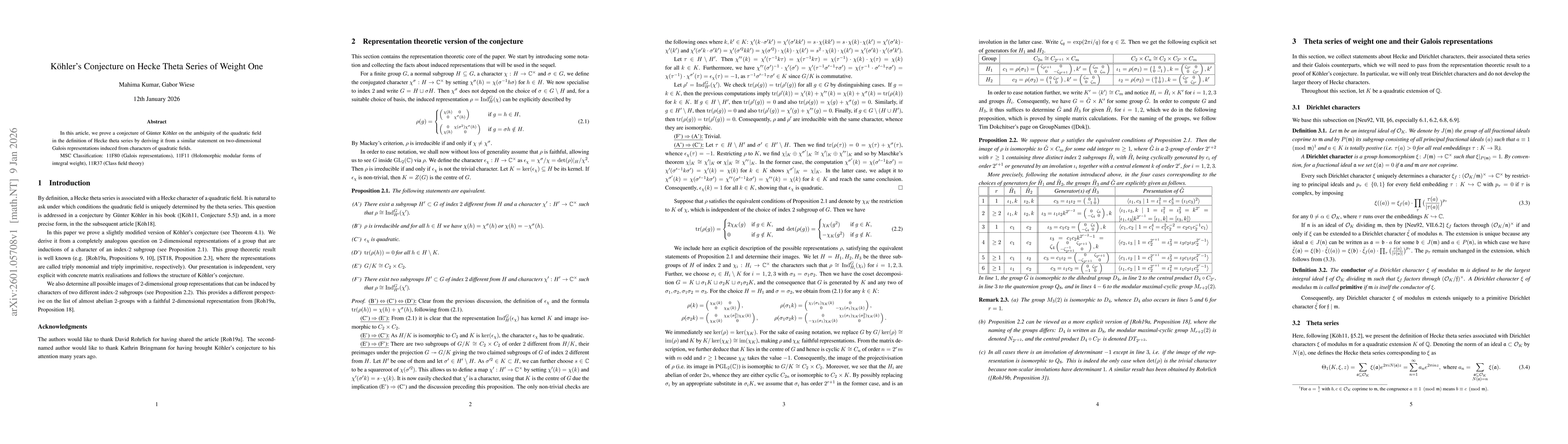 Thumbnail for Köhler's Conjecture on Hecke Theta Series of Weight One