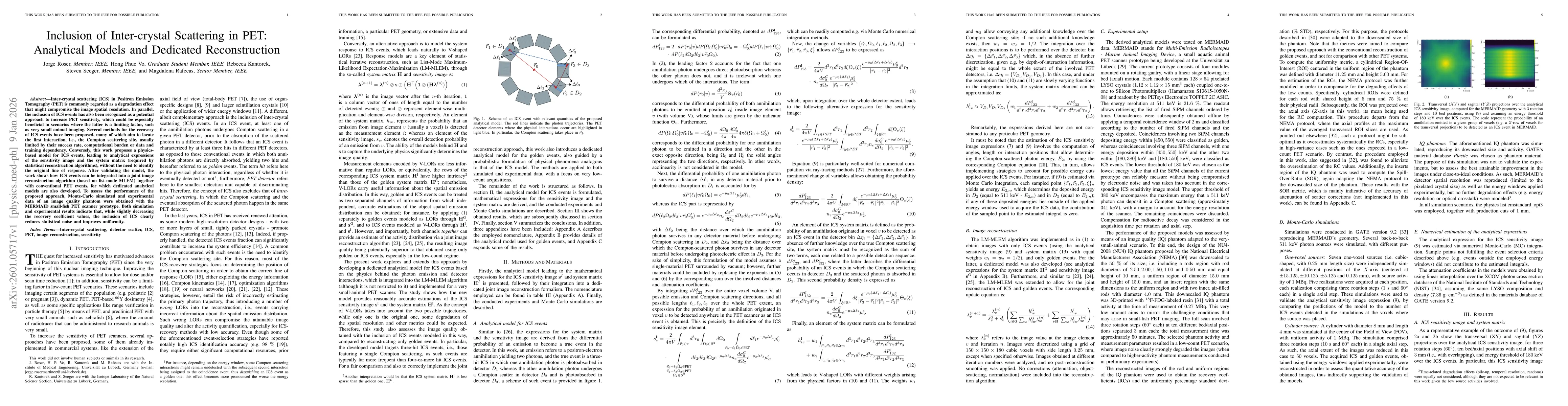 Thumbnail for Inclusion of Inter-crystal Scattering in PET: Analytical Models and Dedicated Reconstruction