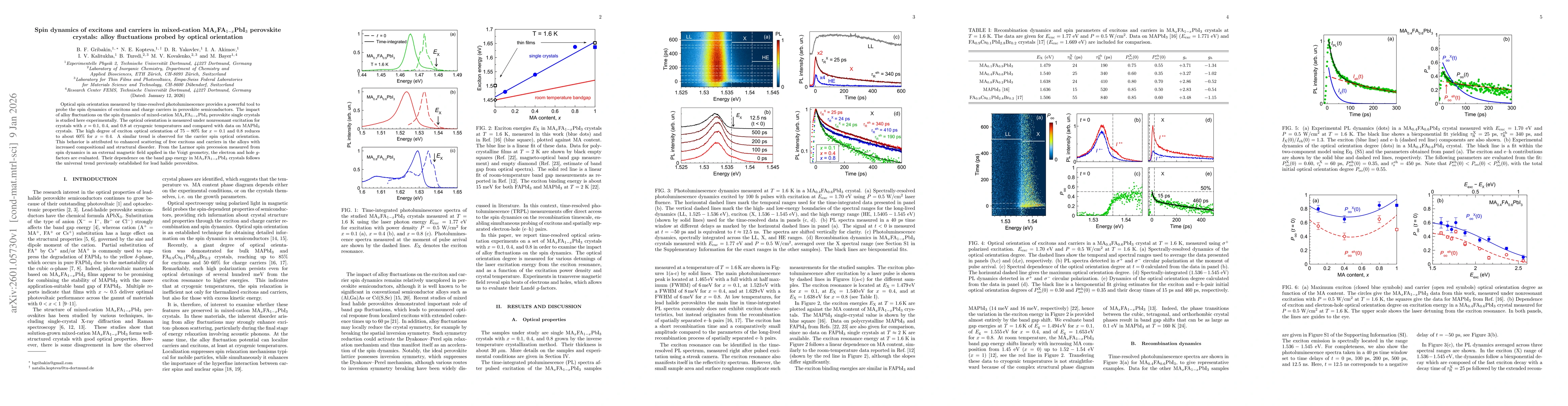 Thumbnail for Spin dynamics of excitons and carriers in mixed-cation MA$_{x}$FA$_{1-x}$PbI$_{3}$ perovskite crystals: alloy fluctuations probed by optical orientation