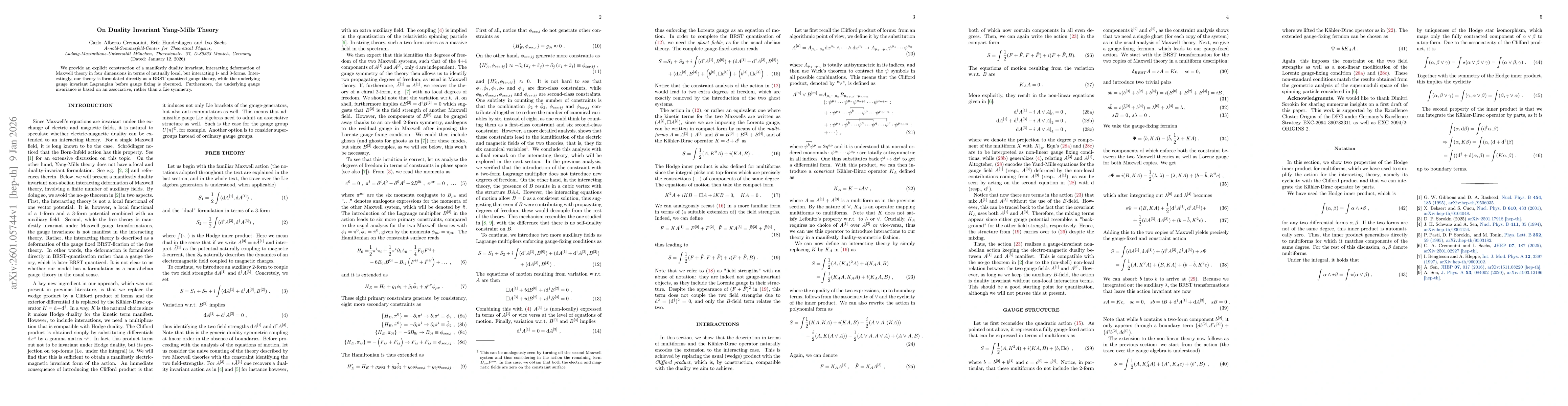 Thumbnail for On Duality Invariant Yang-Mills Theory