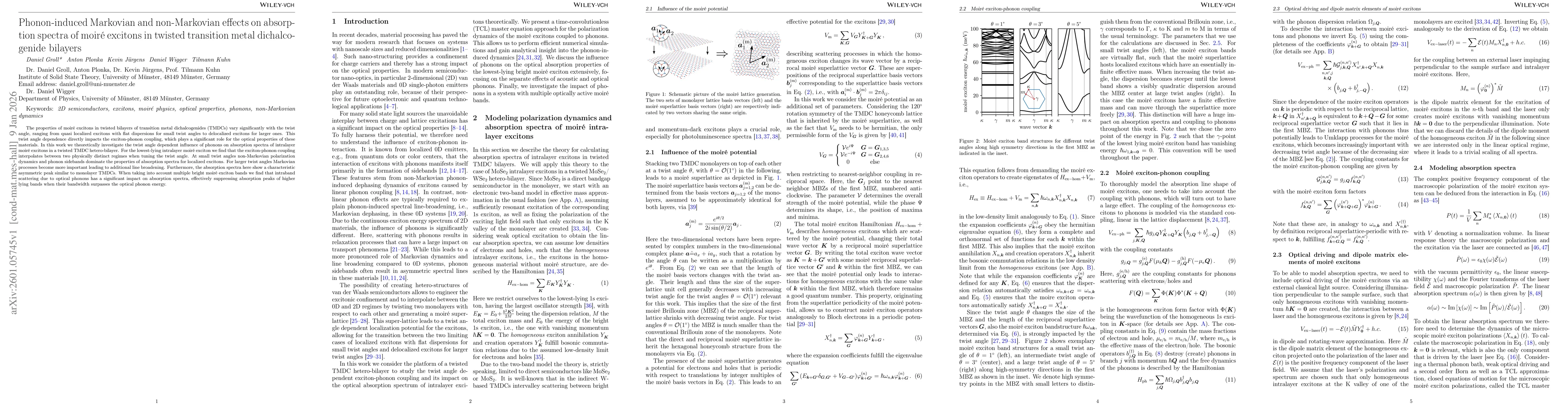 Thumbnail for Phonon-induced Markovian and non-Markovian effects on absorption spectra of moiré excitons in twisted transition metal dichalcogenide bilayers