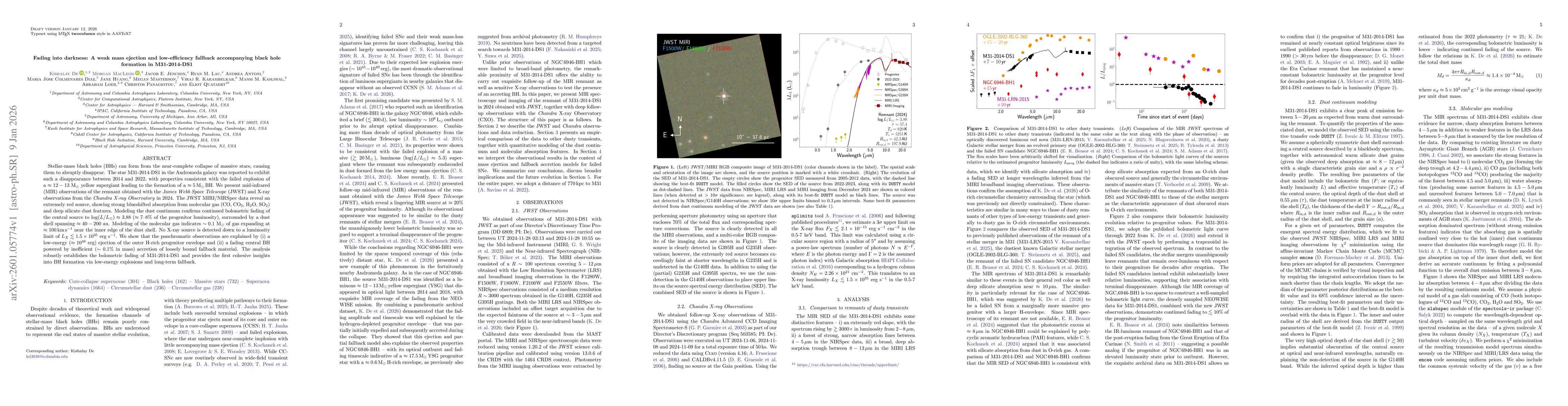 Thumbnail for Fading into darkness: A weak mass ejection and low-efficiency fallback accompanying black hole formation in M31-2014-DS1