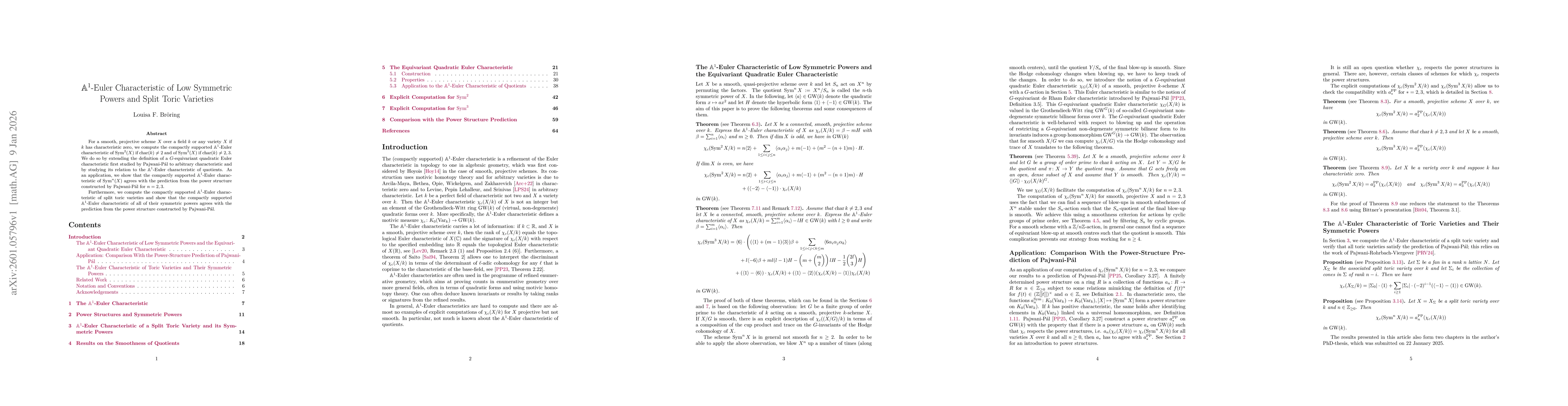 Thumbnail for $\mathbb{A}^1$-Euler Characteristic of Low Symmetric Powers and Split Toric Varieties