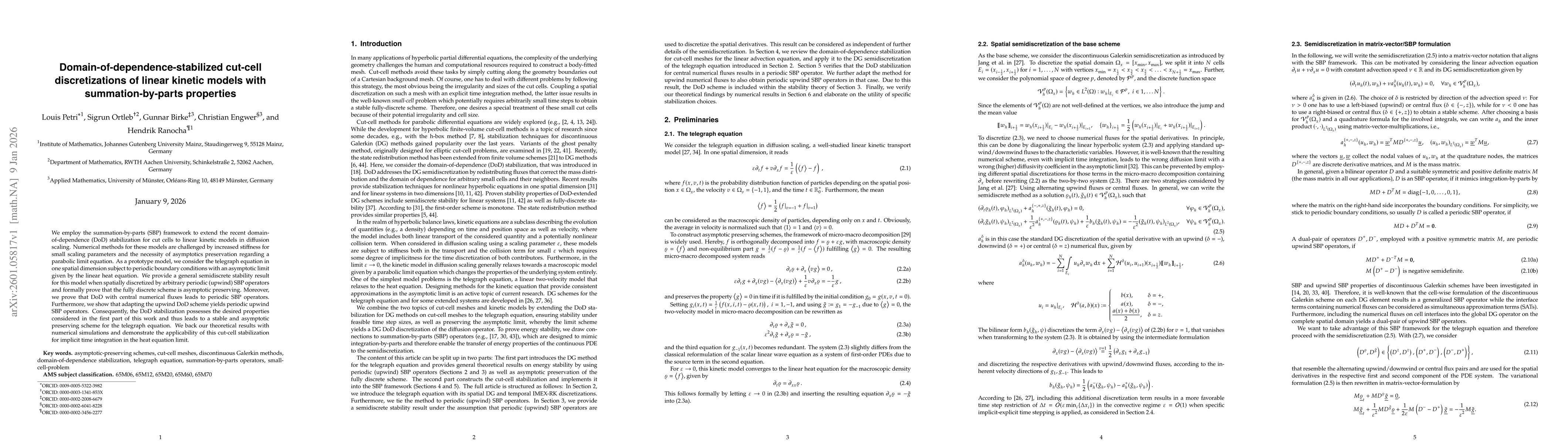 Thumbnail for Domain-of-dependence-stabilized cut-cell discretizations of linear kinetic models with summation-by-parts properties