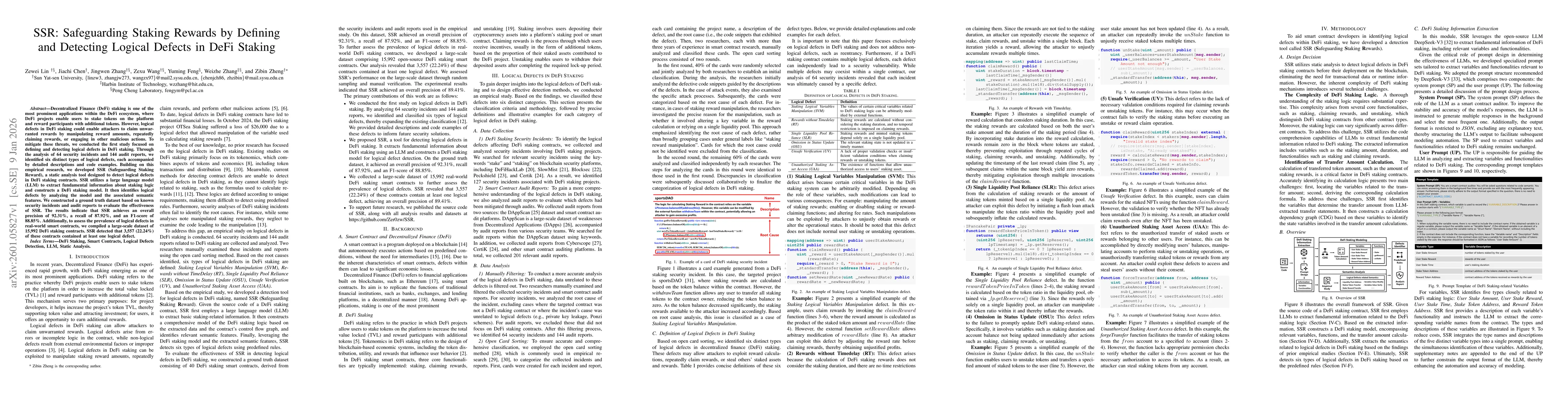 Thumbnail for SSR: Safeguarding Staking Rewards by Defining and Detecting Logical Defects in DeFi Staking