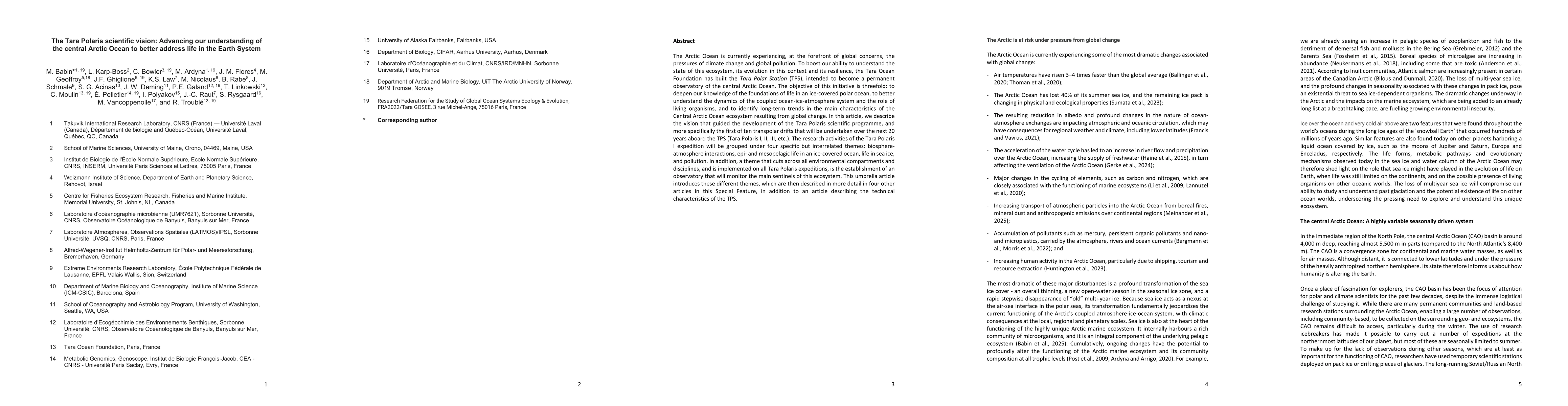 Thumbnail for The Tara Polaris scientific vision: Advancing our understanding of the central Arctic Ocean to better address life in the Earth System