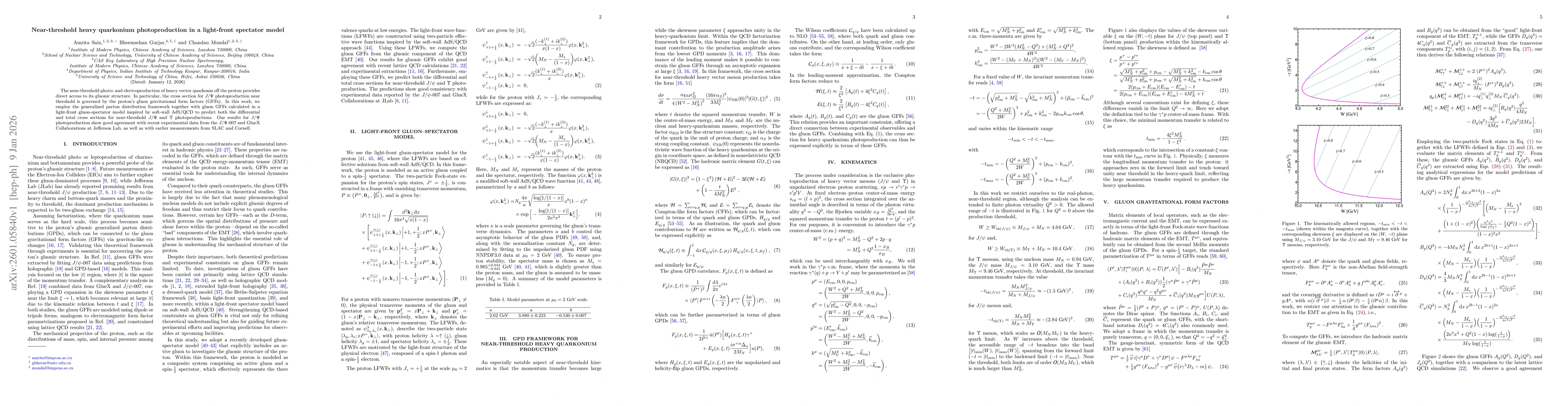 Thumbnail for Near-threshold heavy quarkonium photoproduction in a light-front spectator model