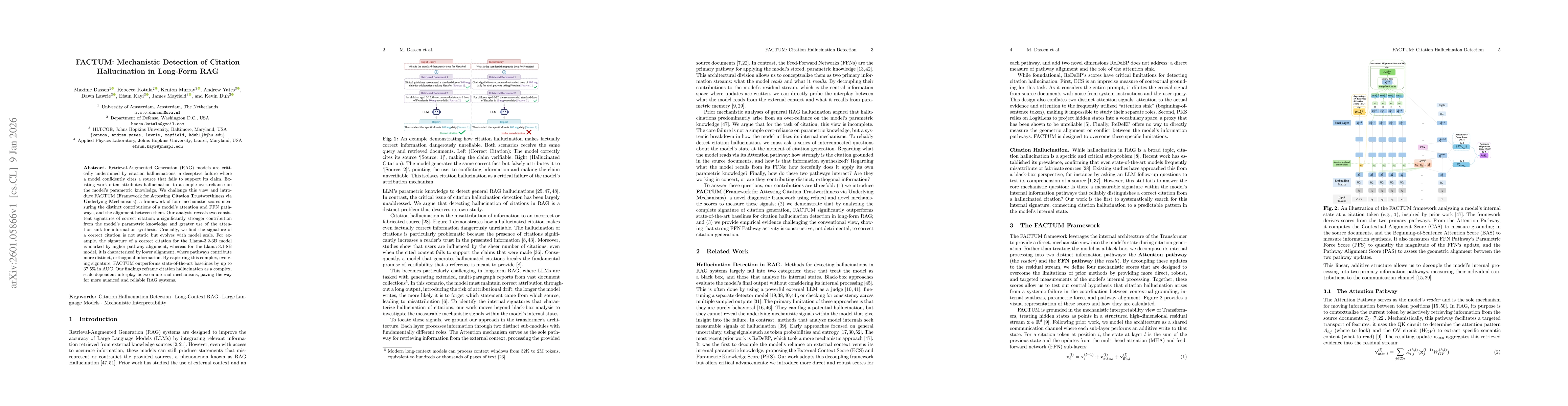 Thumbnail for FACTUM: Mechanistic Detection of Citation Hallucination in Long-Form RAG
