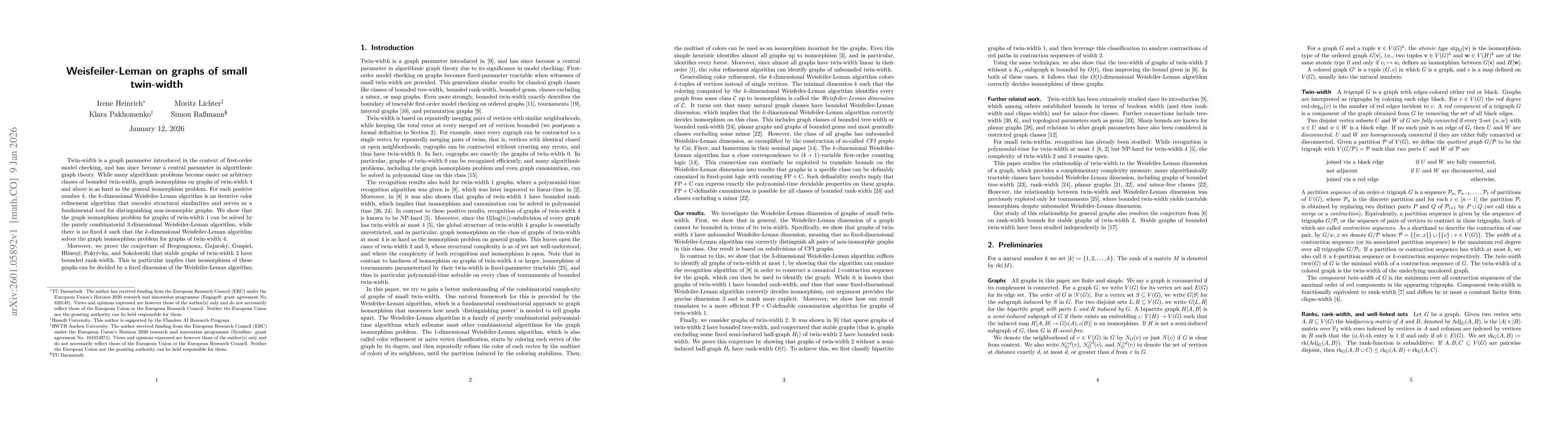 Thumbnail for Weisfeiler-Leman on graphs of small twin-width