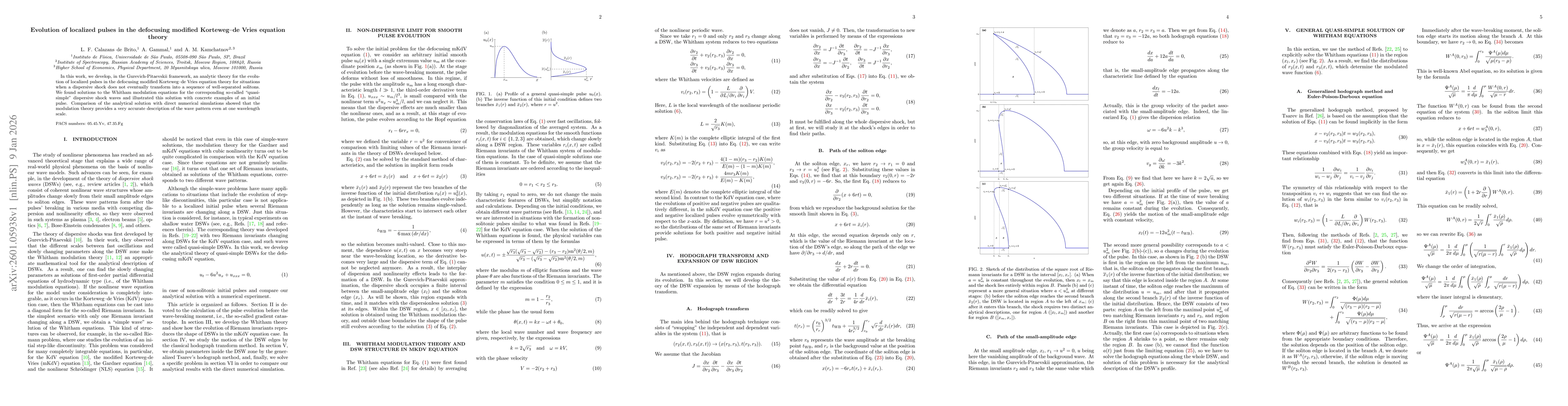 Thumbnail for Evolution of localized pulses in the defocusing modified Korteweg-de Vries equation theory