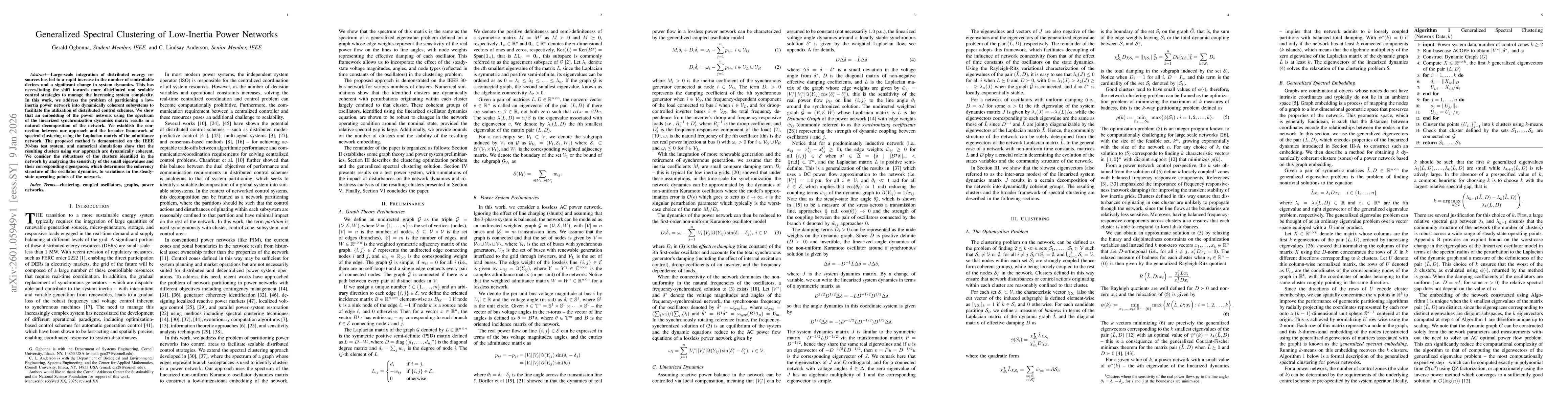 Thumbnail for Generalized Spectral Clustering of Low-Inertia Power Networks