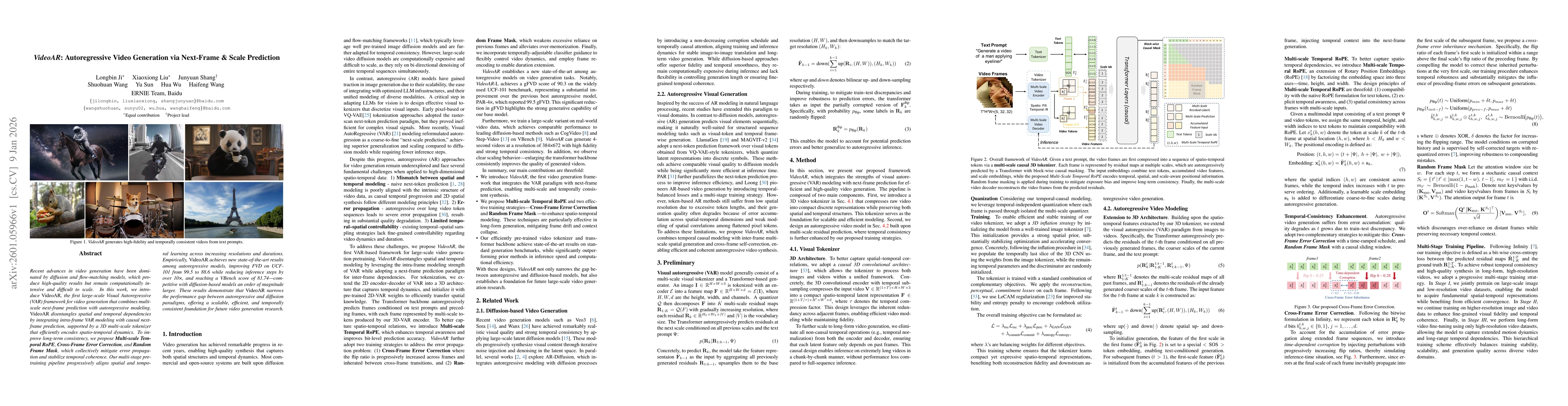 Thumbnail for VideoAR: Autoregressive Video Generation via Next-Frame & Scale Prediction