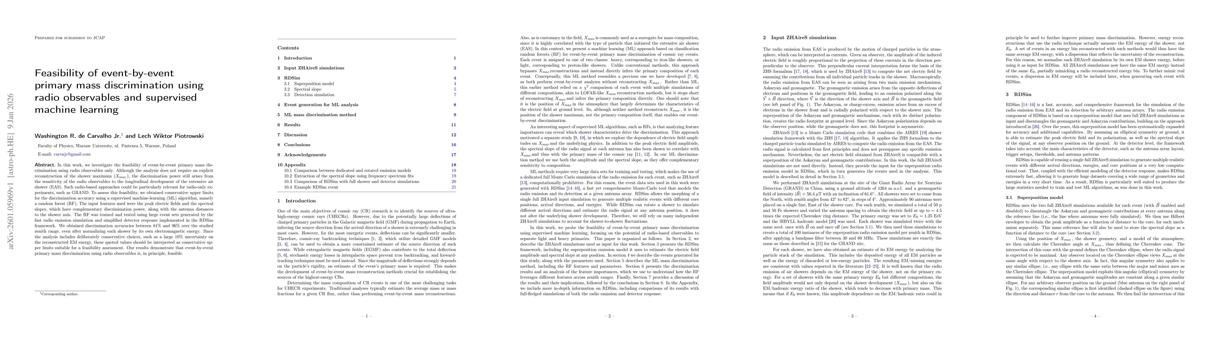 Thumbnail for Feasibility of event-by-event primary mass discrimination using radio observables and supervised machine learning