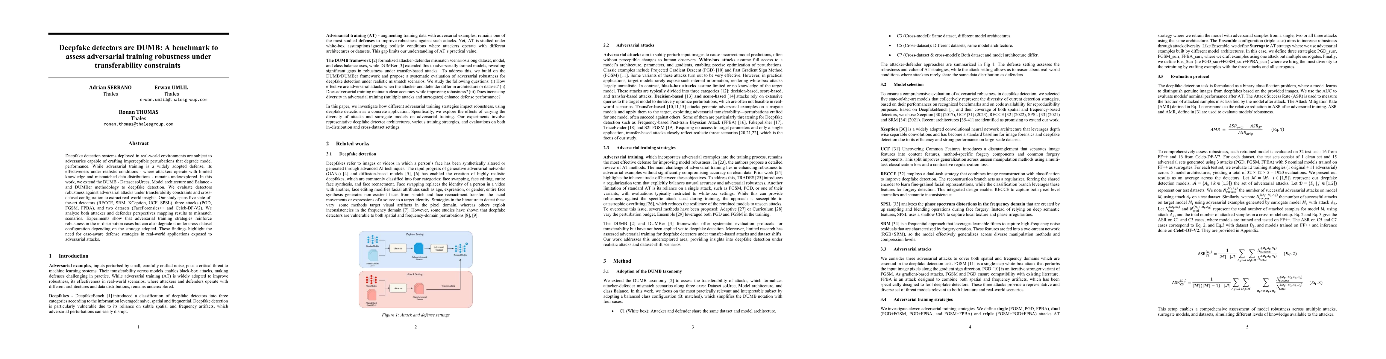 Thumbnail for Deepfake detectors are DUMB: A benchmark to assess adversarial training robustness under transferability constraints