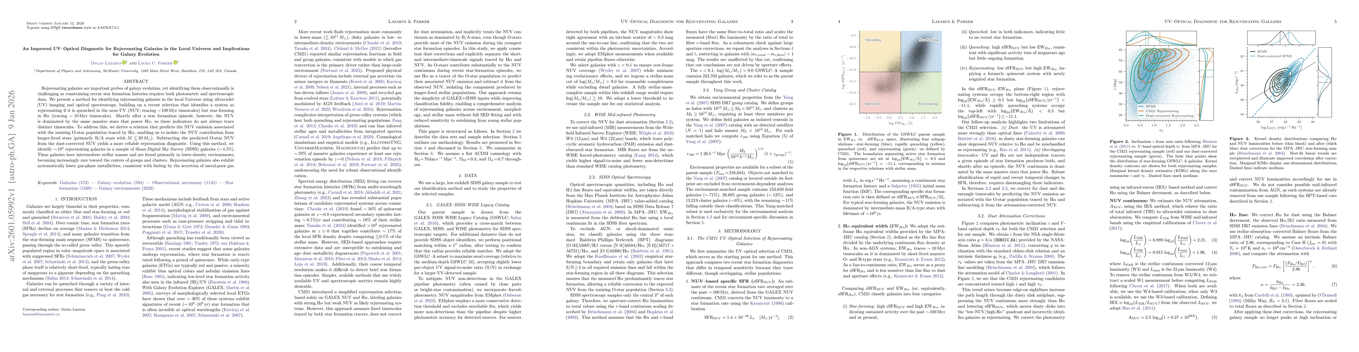 Thumbnail for An Improved UV-Optical Diagnostic for Rejuvenating Galaxies in the Local Universe and Implications for Galaxy Evolution