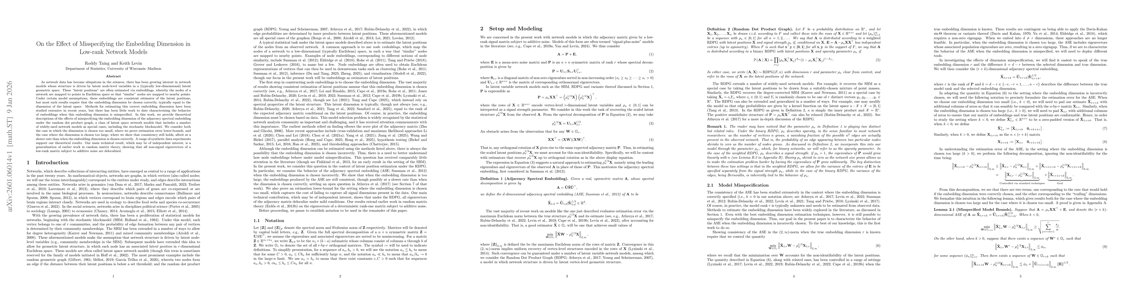 Thumbnail for On the Effect of Misspecifying the Embedding Dimension in Low-rank Network Models