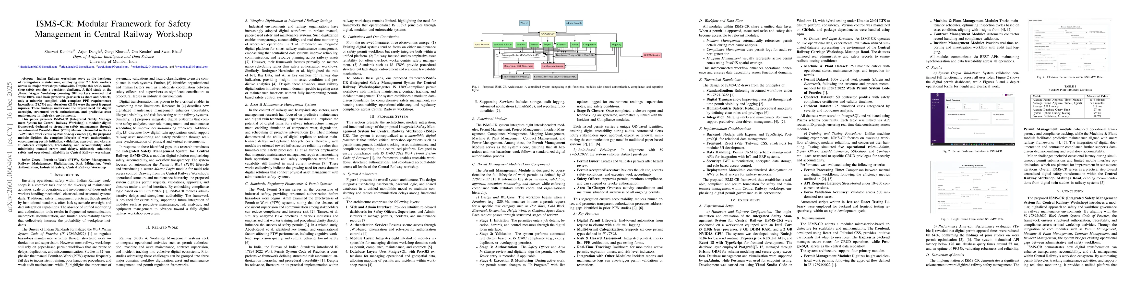 Thumbnail for ISMS-CR: Modular Framework for Safety Management in Central Railway Workshop