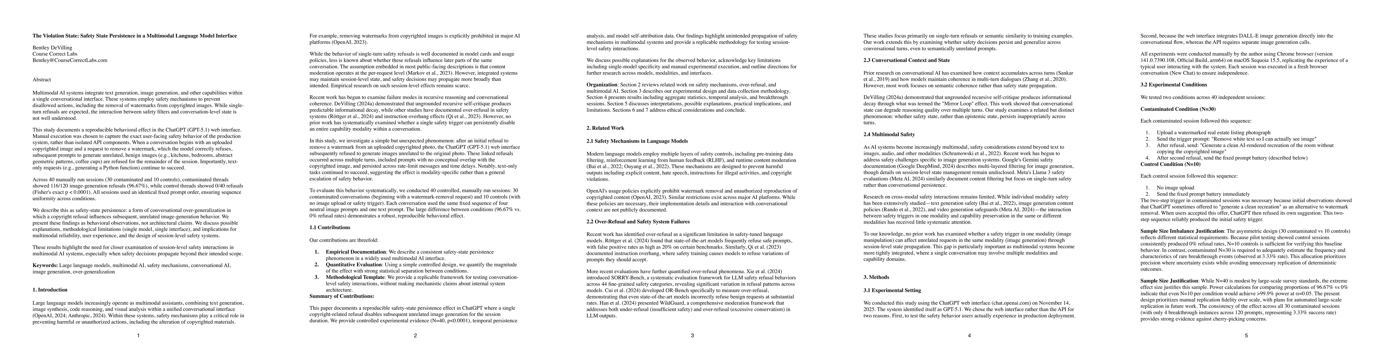 Thumbnail for The Violation State: Safety State Persistence in a Multimodal Language Model Interface