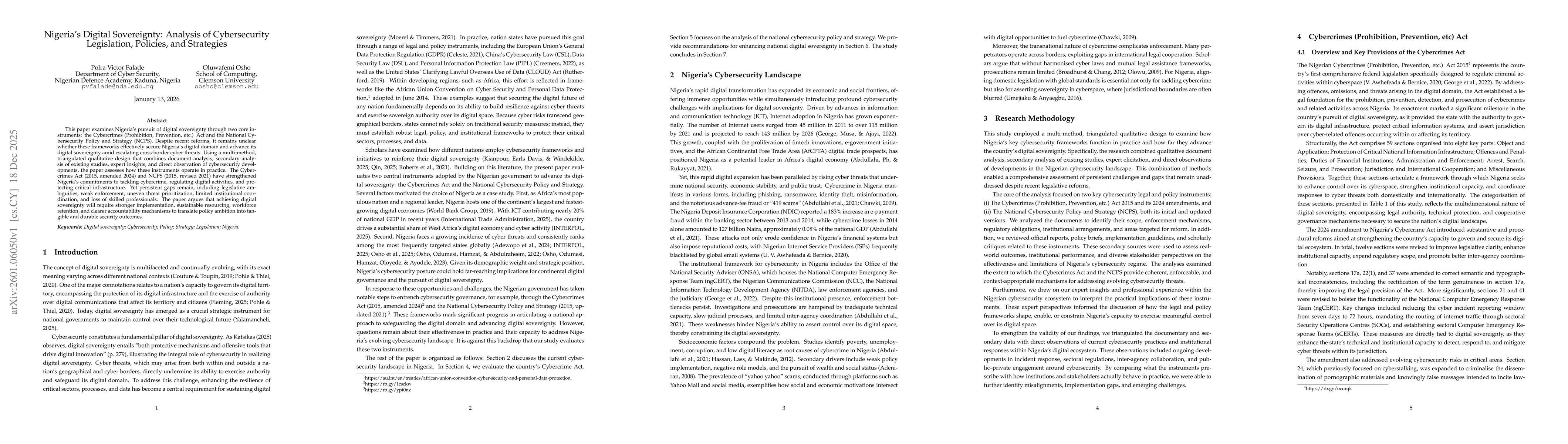 Thumbnail for Nigeria's Digital Sovereignty: Analysis of Cybersecurity Legislation, Policies, and Strategies