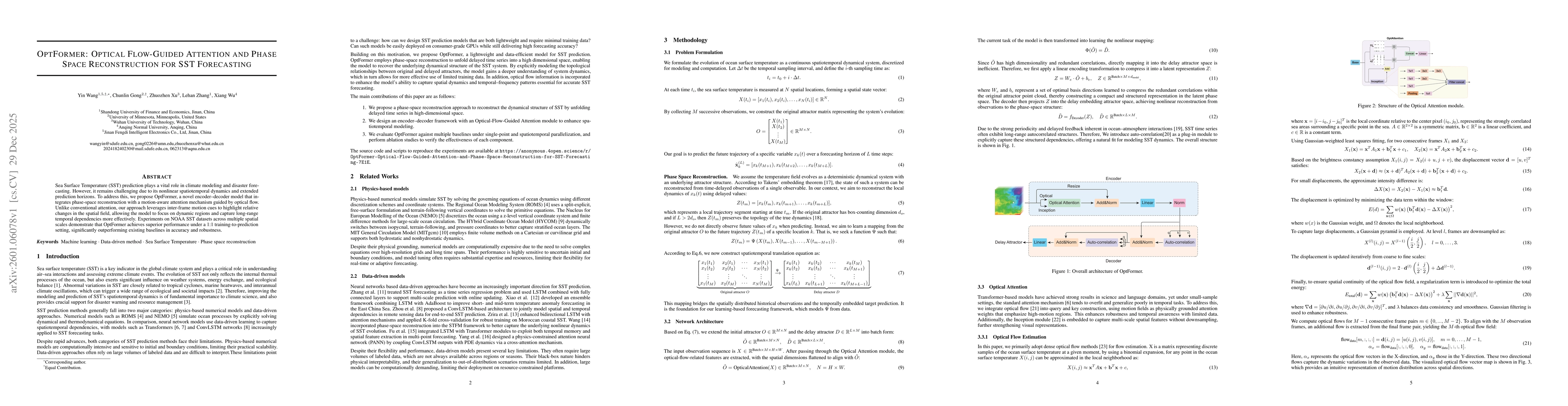 Thumbnail for OptFormer: Optical Flow-Guided Attention and Phase Space Reconstruction for SST Forecasting