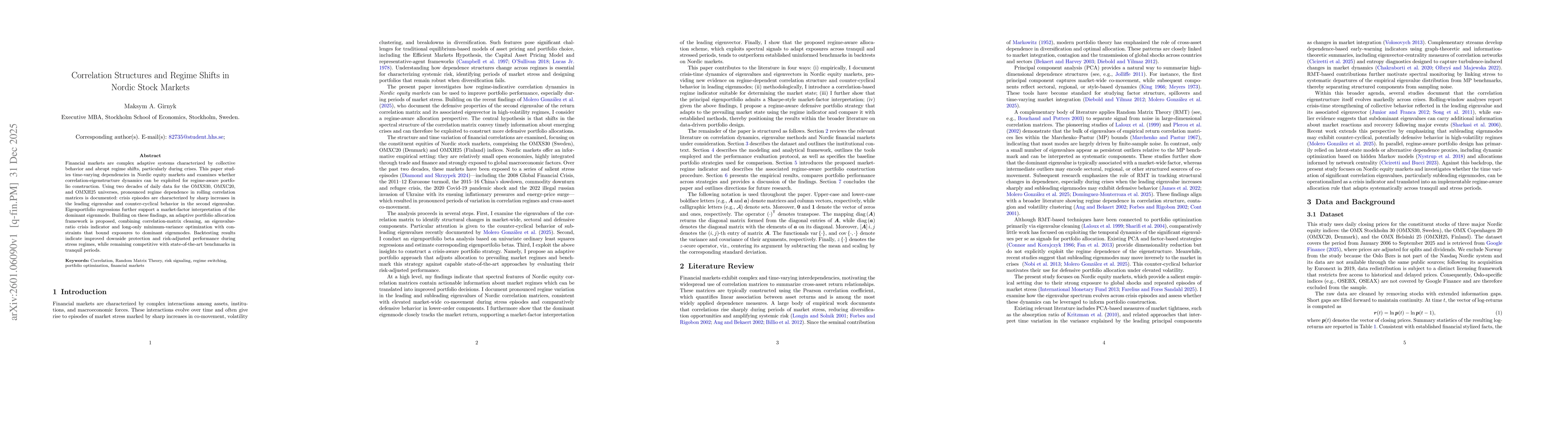 Thumbnail for Correlation Structures and Regime Shifts in Nordic Stock Markets