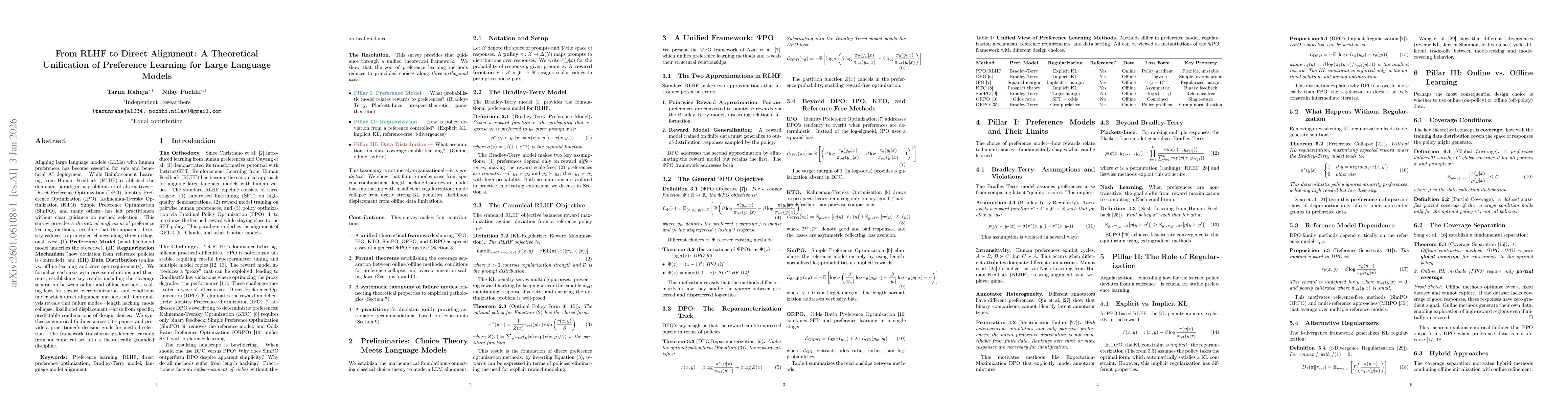 Thumbnail for From RLHF to Direct Alignment: A Theoretical Unification of Preference Learning for Large Language Models
