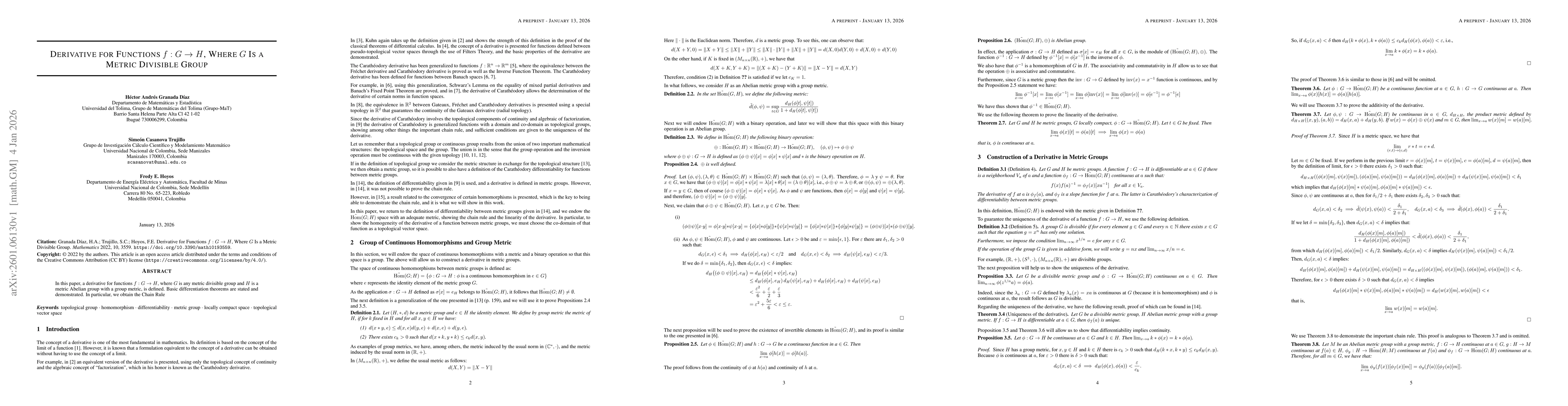 Thumbnail for Derivative for Functions $f : G \to H$, Where $G$ Is a Metric Divisible Group